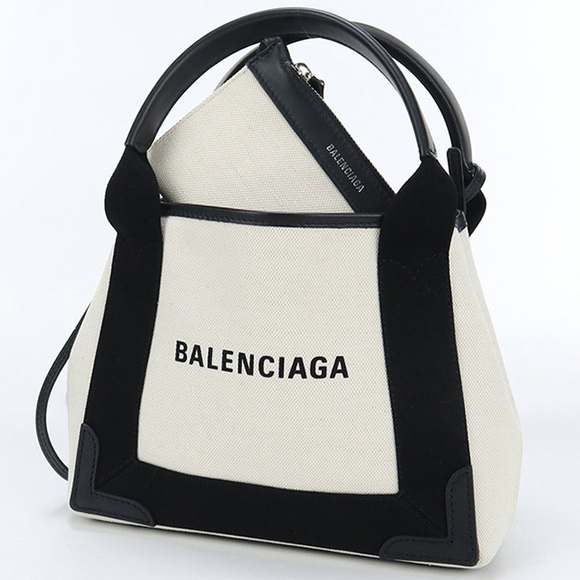 Balenciaga Navy Cabas XS Tote Bag White - Picture 3 of 16